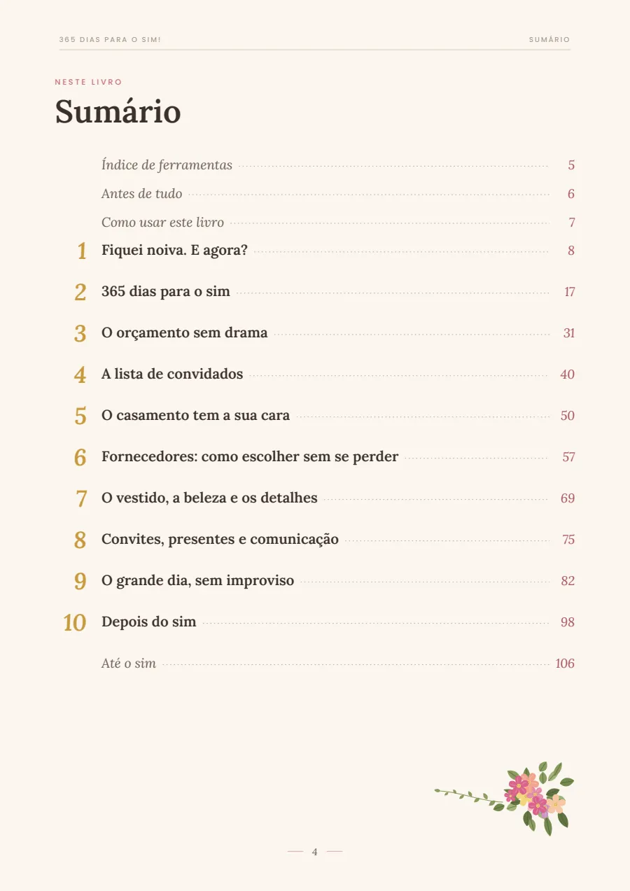 Sumário do e-book com os 10 capítulos